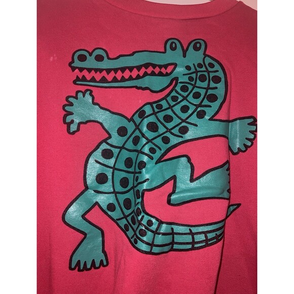 VINTAGE Celebration Sweatshirt L Large Red Crew Pullover Graphic Print Alligator - Picture 2 of 7